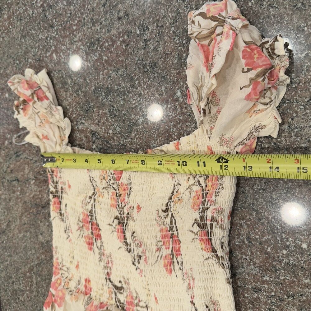 REFORMATION Leila Pink Floral Print INKA Smocked Bodice Slit Crepe Dress M - Picture 4 of 14